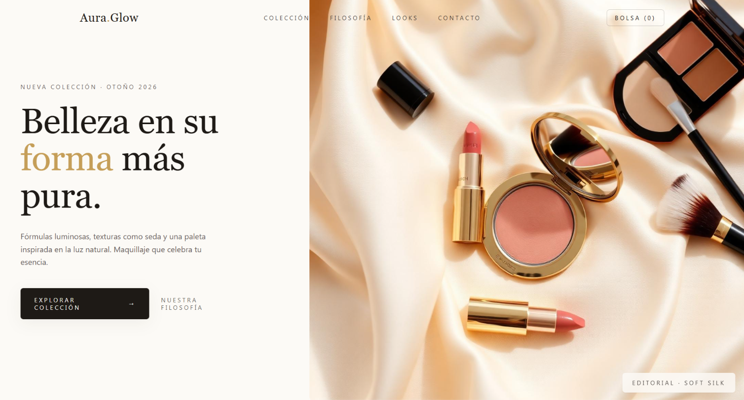 Aura Glow — Hero editorial · Soft Silk